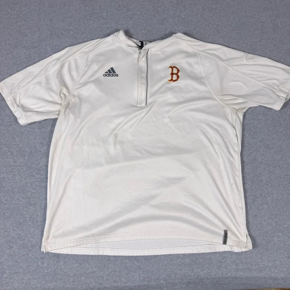 Adidas Boston Red Sox Quarter Zip Shirt Mens XL White Climalite Sporty Pullover